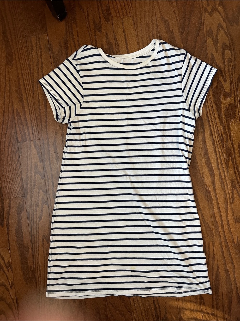 Universal Thread White and Navy Striped Short Sleeve Dress